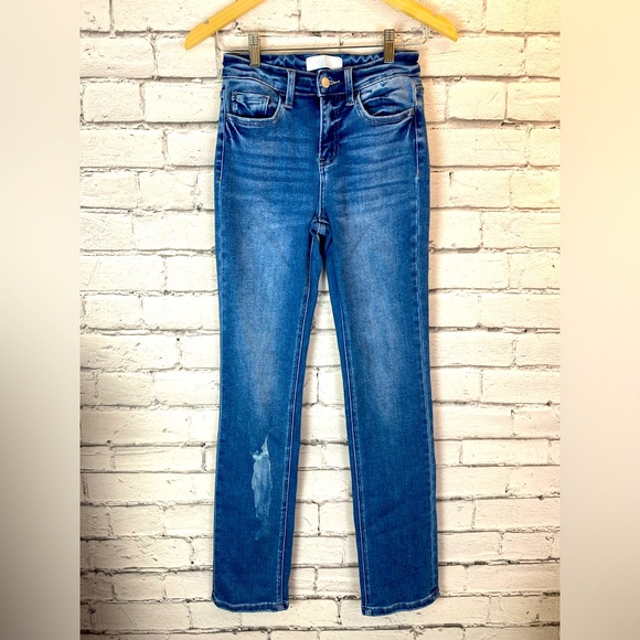 Vervet Blue Jeans By Flying Monkey High Rise Slim Jeans Distressed Size 25 NWOT - Picture 1 of 10